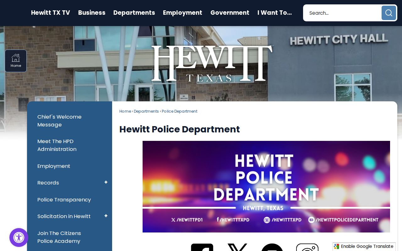 Hewitt Police Department official webpage