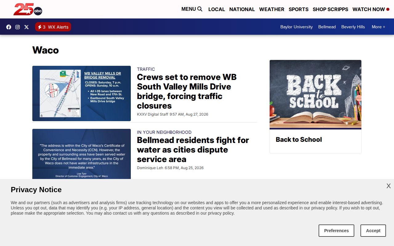 McLennan County KXXV Waco arrest and booking news page