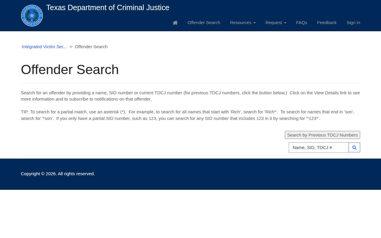 Texas Department of Criminal Justice offender search for McLennan County custody context