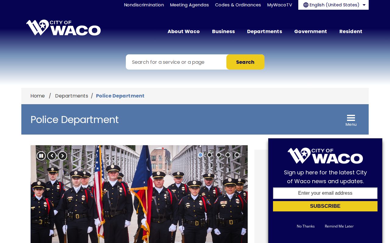 Waco Police Department page for Waco arrest record contacts